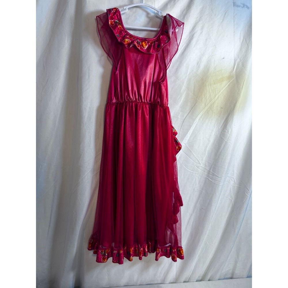 Disney Elena of Avalor Nightgown Size 6 Pink Ruffle Floral Sleep Dress Girls - Picture 8 of 8